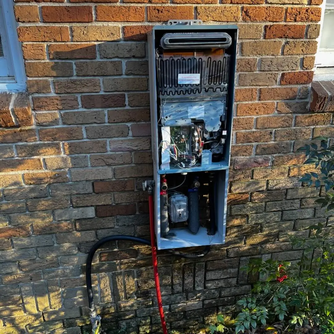 Outdoor water heaters can freeze.