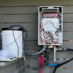 Flushing (or descaling) a natural gas tankless water heater is recommended by Rinnai and Navien.