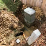 Fixing an emergency main line water break at the water meter that was preventing any water from entering house.