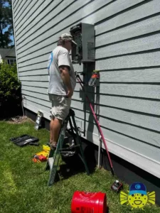 Swell Guy Plumbing technician installing an outdoor tankless water heater in Goose Creek, SC