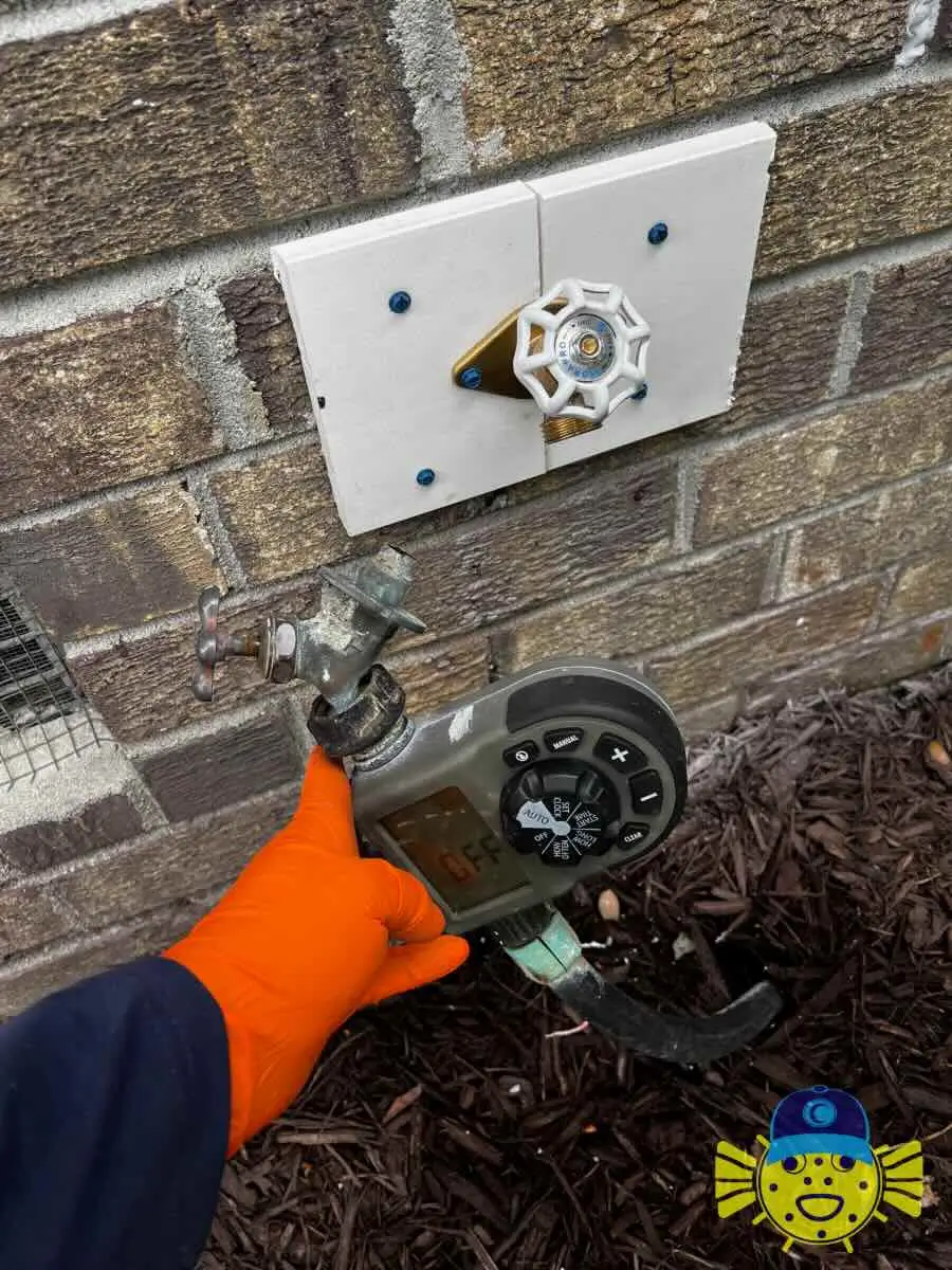 New outdoor hose bib replacement installed on a brick house wall by Swell Guy Plumbing in Summerville, SC.
